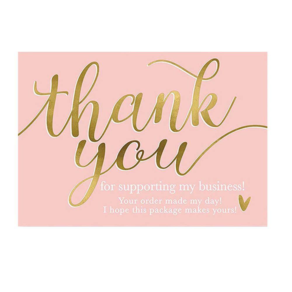 Solighter 50PCS Thank You Card Owner Pink Wedding Kartu Nama Kecil