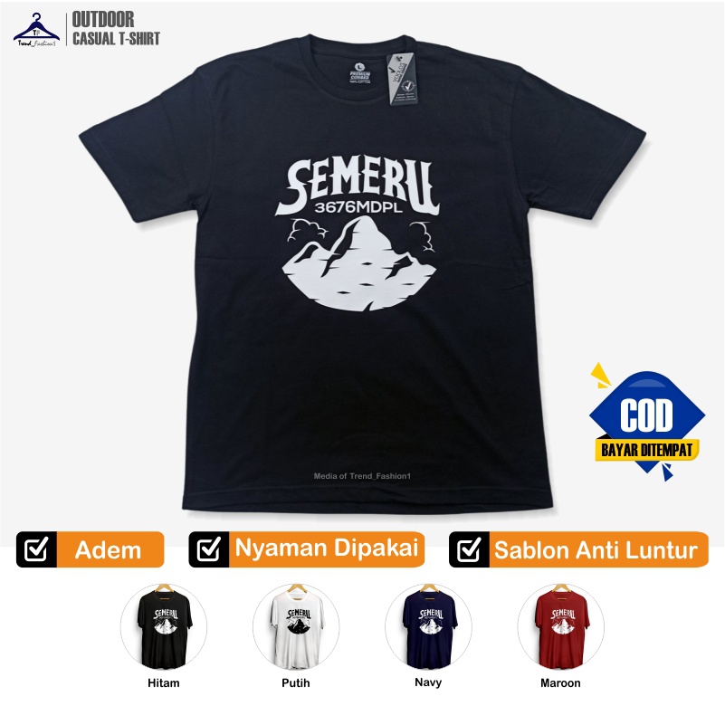 Baju Kaos Pria Distro Dewasa Gambar Gunung Semeru Ukuran M - XXL Bahan Cotton Combed 30s Premium
