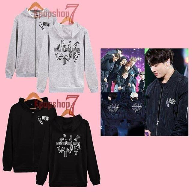 Jaket bts hoodie bts speak yourself mic logo untuk anak, remaja, dewasa | Shopee Indonesia