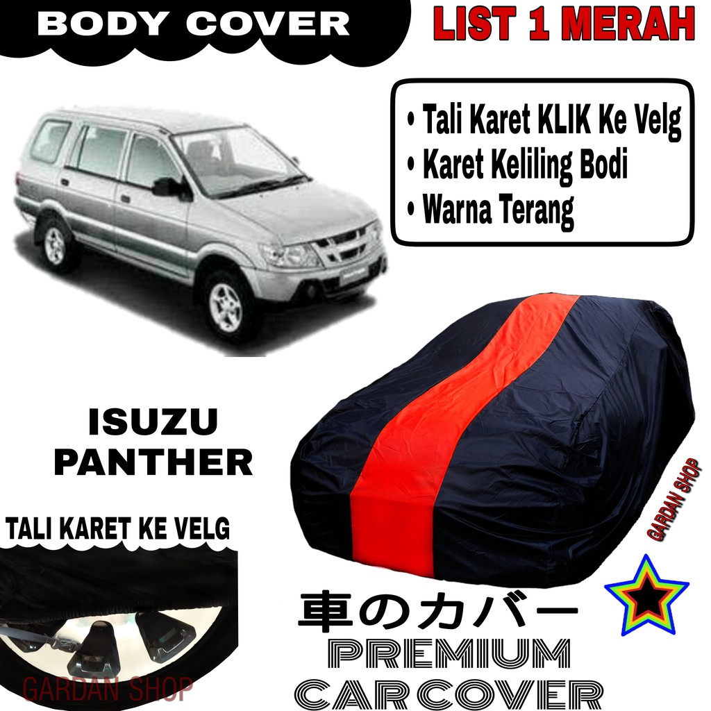 Body Cover ISUZU PANTHER List Single MERAH Sarung Mobil Penutup Panther PREMIUM