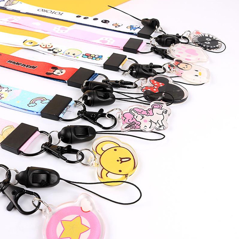 Tali Lanyard Holder Handphone / Kartu ID anti Hilang Motif Kartun Beruang / Kucing Lucu