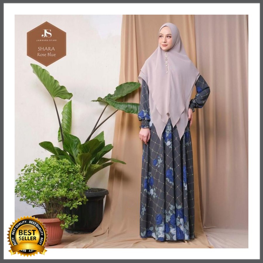 Shara Rose Blue Gamis Syari Original By Jawhara Syari