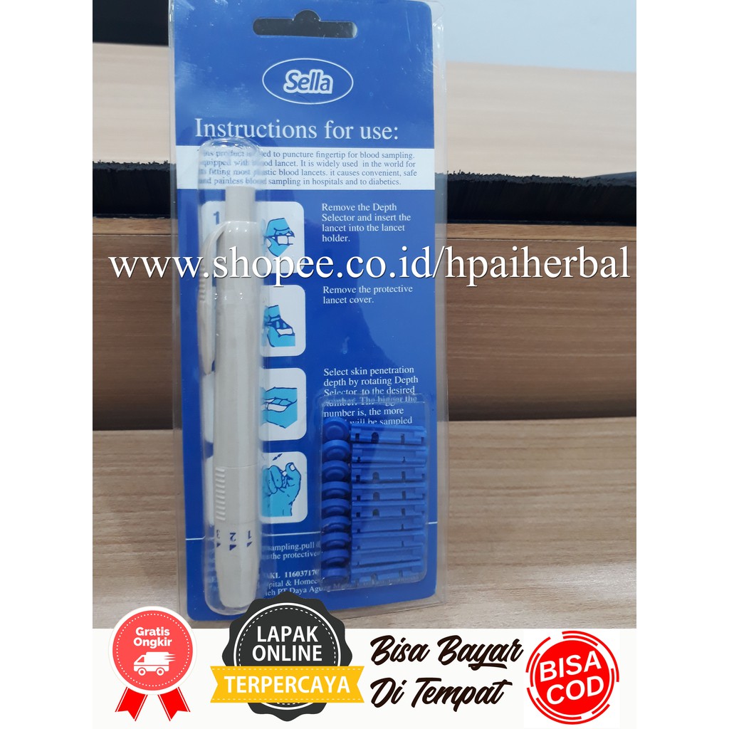 Pen Lancet Sella / lancing Device Sella / Pena Bekam Bonus Jarum