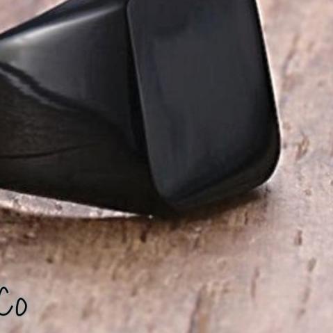 ➻ Cincin Pria Hitam Titanium Model Kotak Polos / Cincin Pria Titanium ☺
