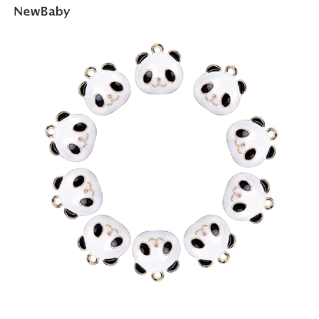 10pcs / Set Liontin Enamel Bentuk Panda Bahan Alloy Untuk DIY Perhiasan / Hadiah Charms