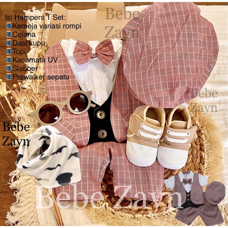 {BEBE ZAYN} Hampers baby/ hampers bayi/ baby gift/ kado bayi/ baby newborn/ Baby Boy/ Baby Boy Set-Tuxedo Bourjois Wine