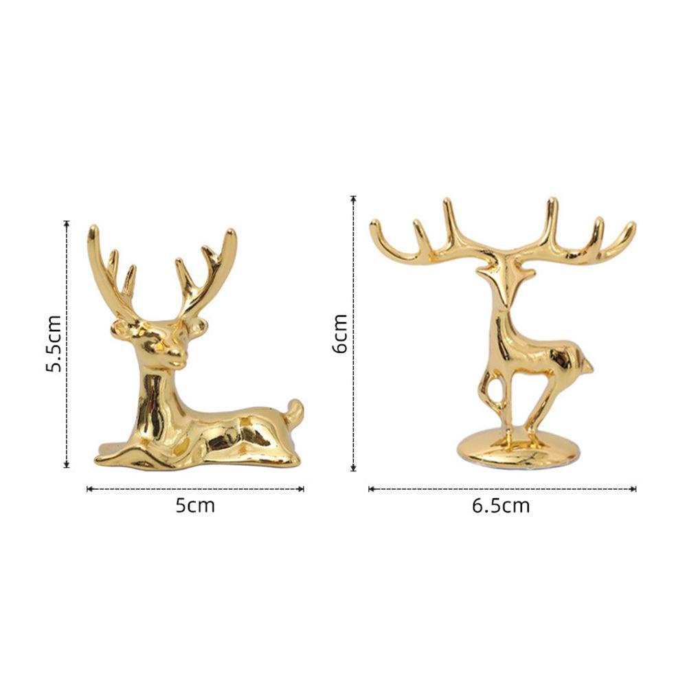 Chookyy 1pasang Patung Rusa Elk Properti Foto Kerajinan Tangan Besi Golden Art Figurine