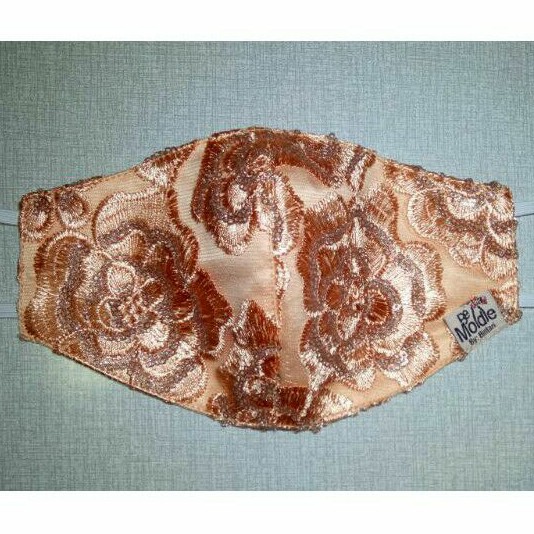 Masker Cantik Single 3Ply Bahan Bridal Kombinasi Brukat Payet