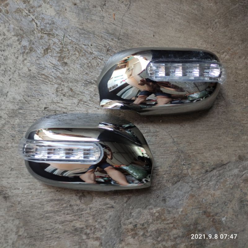 sepasang cover spion CHROME ada lampu untuk vios limo 2003-2006 gen1 mirror cover tempel limo ex tax