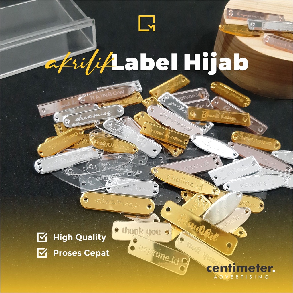 LABEL HIJAB AKRILIK GRAFIR / TAG HIJAB AKRILIK / name tag label tag - Centimeter Adv Laser Cut