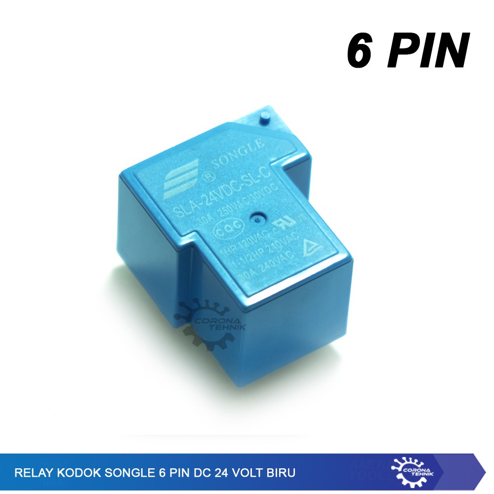 Relay Kodok Songle 6 Pin DC 24 Volt Biru