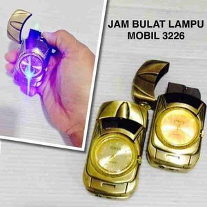 Lighter Motif Mobil Plus Jam Disko 3226 - Korek Jam Bulat Lampu Disko Mobil 3226 Bara Gas Api Mancis