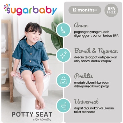 SUGAR BABY POTTY SEAT WITH HANDLES &amp; SPLASH GUARD / DUDUKAN TOILET ANAK SUGARBABY POTY DUDUKAN TOILET