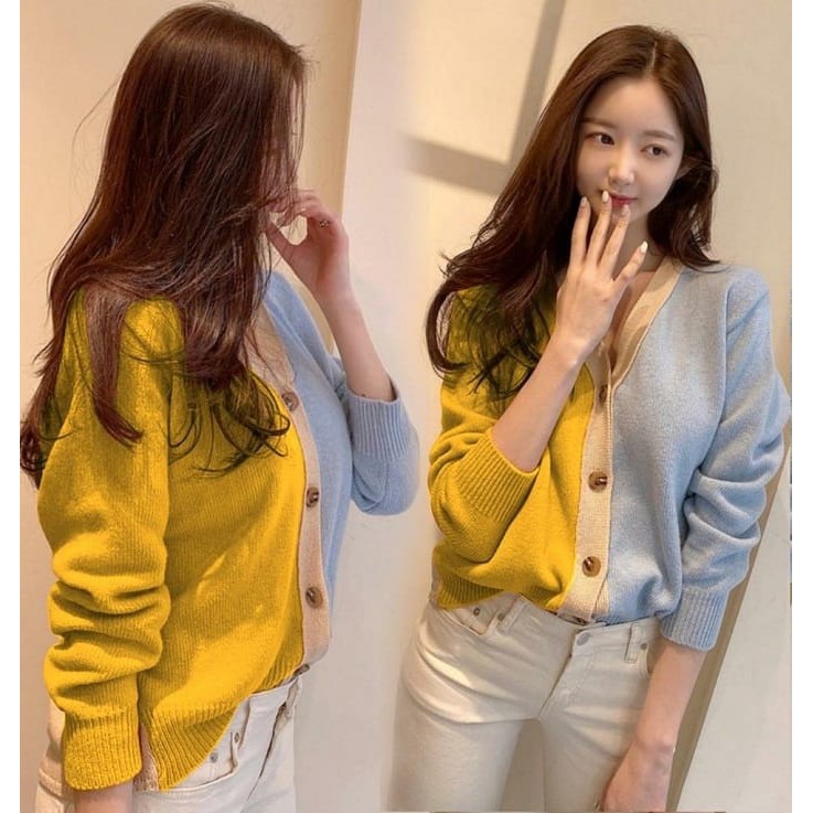 zelline official cardigan rajut combi nora fit xl