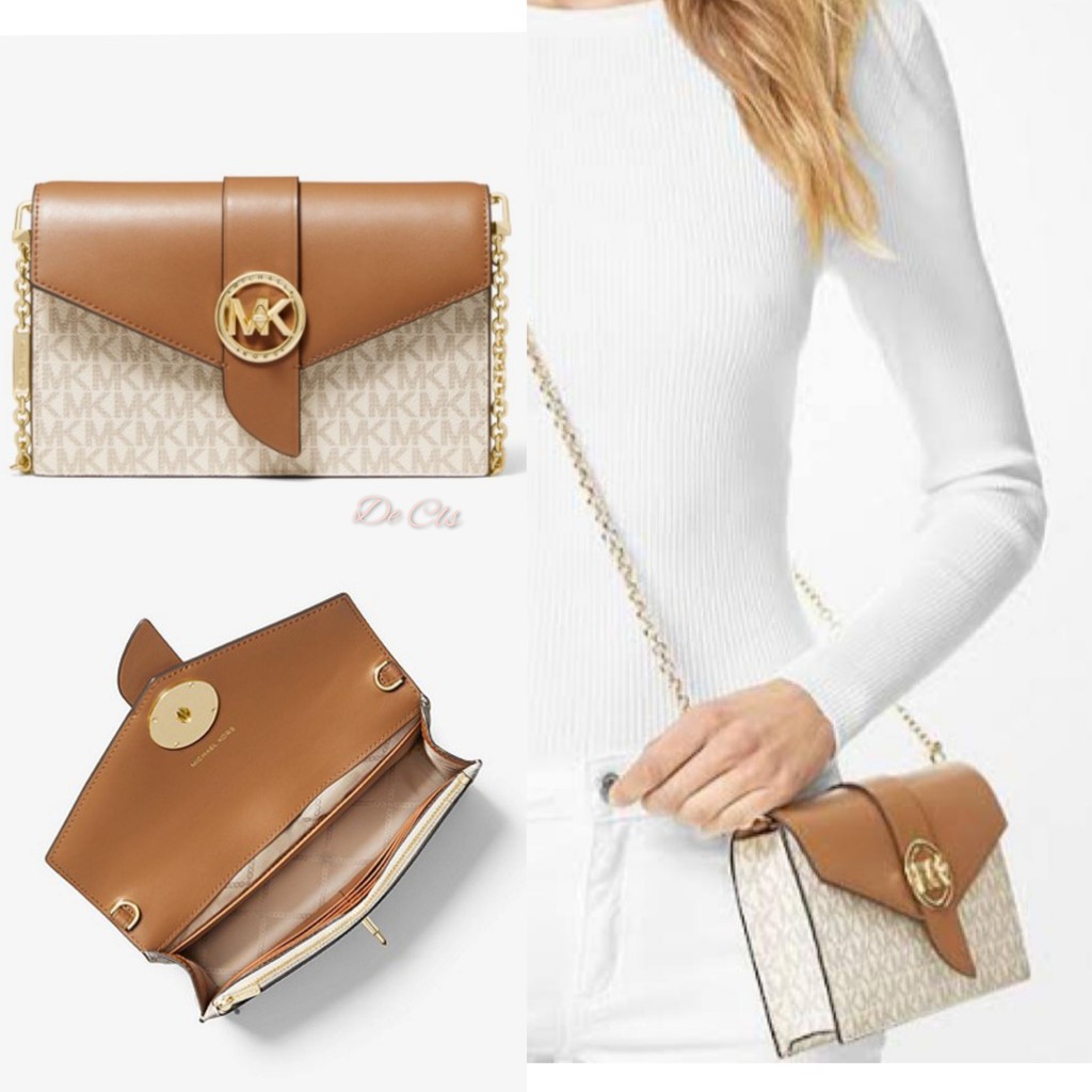 Tas MK Charm Medium Wallet On Chain crossbody vanilla acorn sz 21x14x5cm