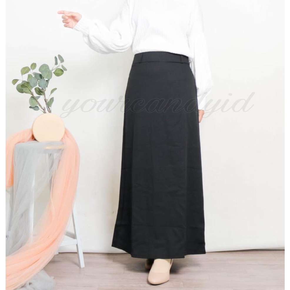 Rok Hitam Kerja Kantor Panjang A Wanita Bahan Dasar Formal Jumbo BSize