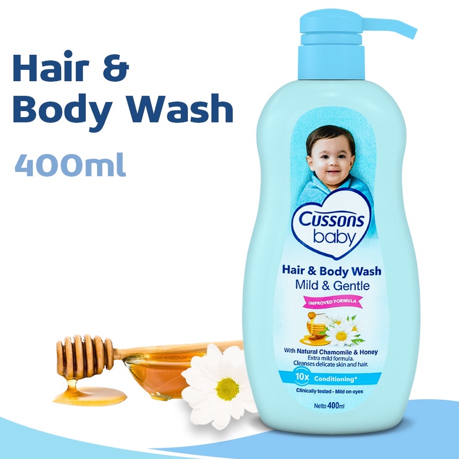 Cussons Baby Hair &amp; Body Wash Mild &amp; Gentle 400ml dan 300ml BOTOL