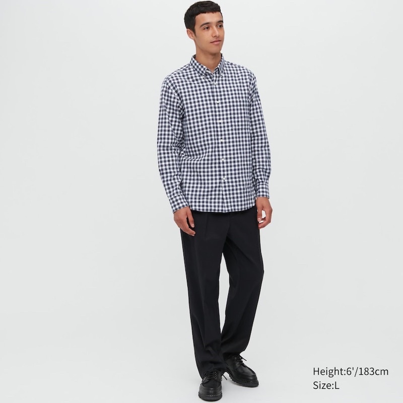 Uniqlo Long Sleeve Plaid Flannel Shirt kemeja pria-5