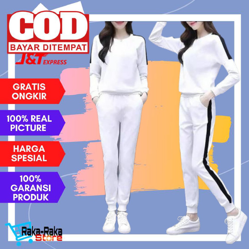 Setelan wanita jogger terlaris termurah kekinian baju one set joger olahraga cewek korea terbaru COD