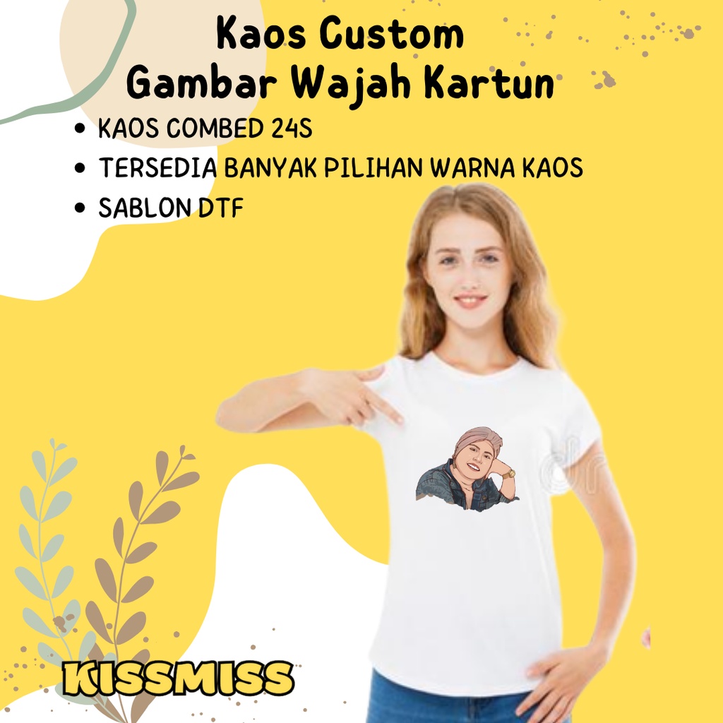 KAOS DEWASA CUSTOM SABLON GAMBAR WAJAH KARTUN/ KAOS SATUAN CUSTOM