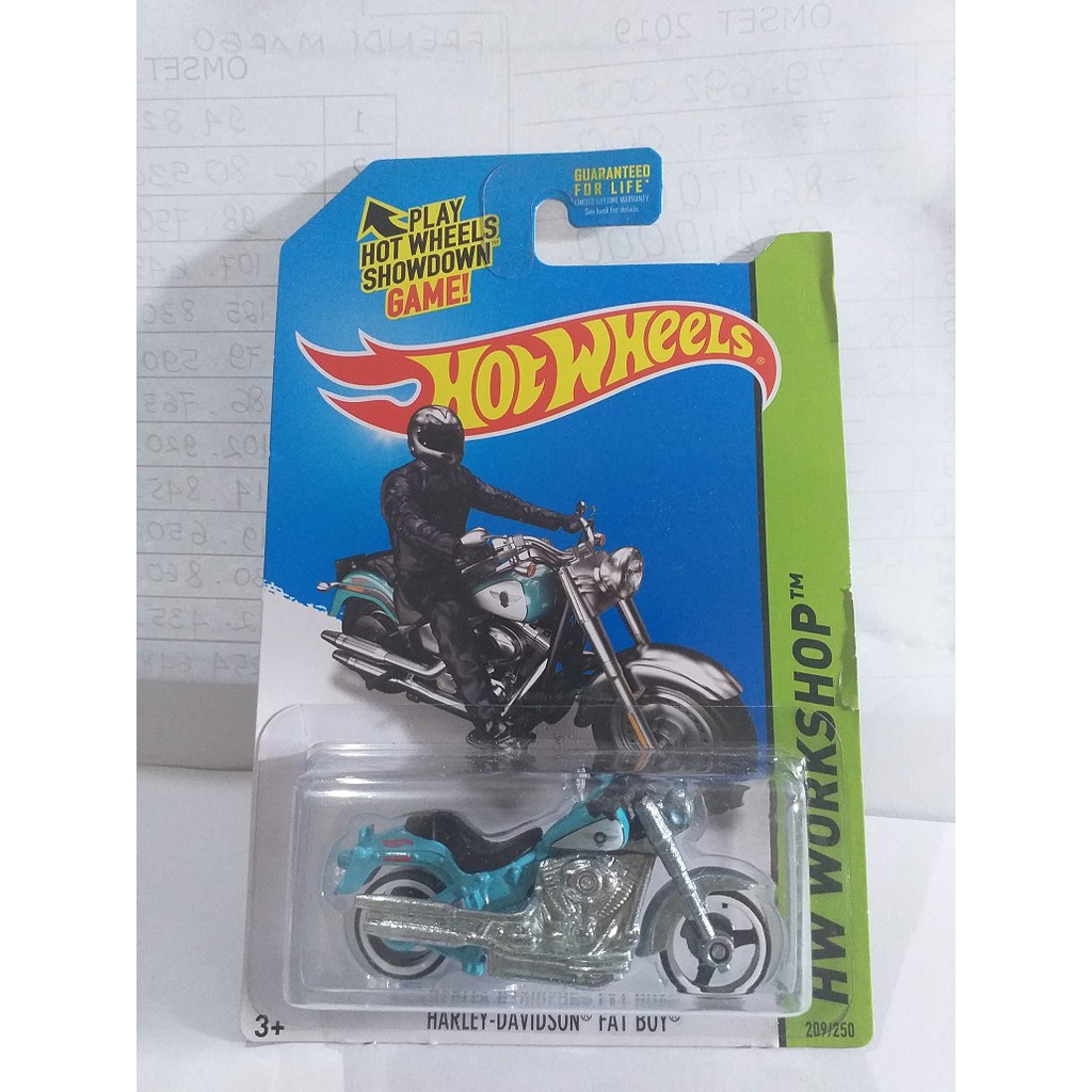 HOT WHEELS MOTOR HARLEY DAVIDSON FAT BOY BIRU
