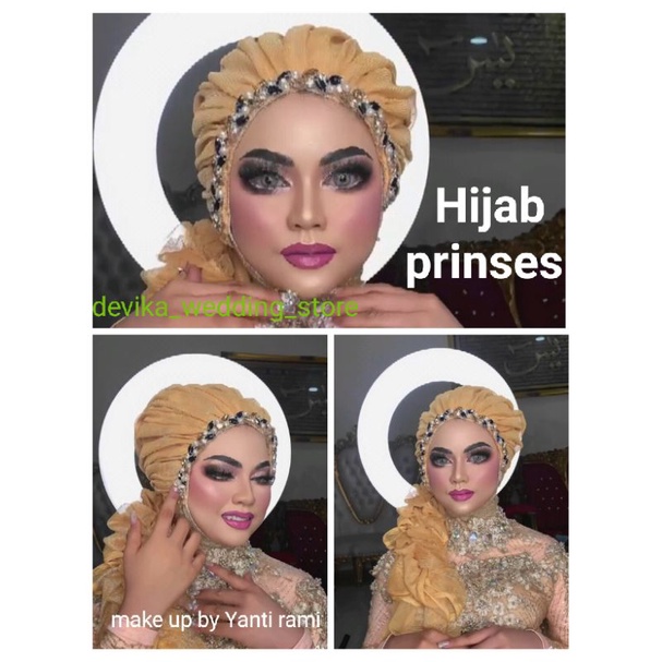 SLAYER VEIL HIJAB INSTAN PENGANTIN MOTIF PRINSES