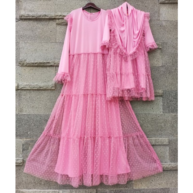 Gamis anak tile || Couple ibu dan anak tile || gamis anak tutu set jilbab