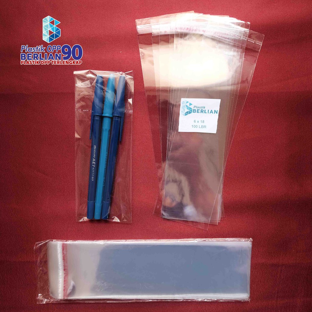

Plastik OPP 6 X 18 CM 20 MIC 100LBR / PLASTIK BOLPOINT / PLASTIK BENING KEMASAN PENA ATK SNACK TERMURAH