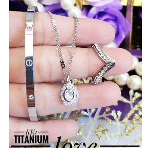 Titanium Set Perhiasan Wanita Silver 179222