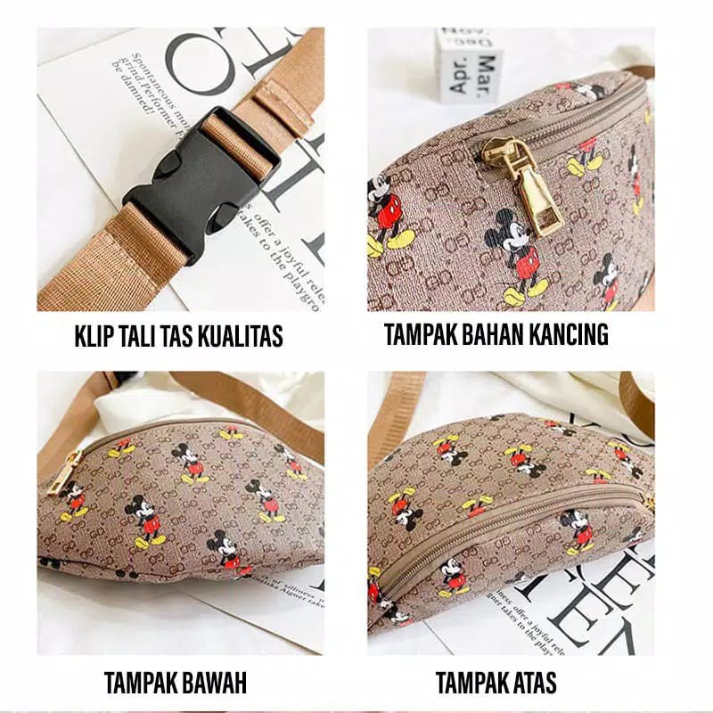 TAS WAISTBAG MICKEY WOMEN MOTIF TAS WAISTBAG CEWEK TREND TERLARIS IMPORT / TAS MICKEY / WAIST BAG