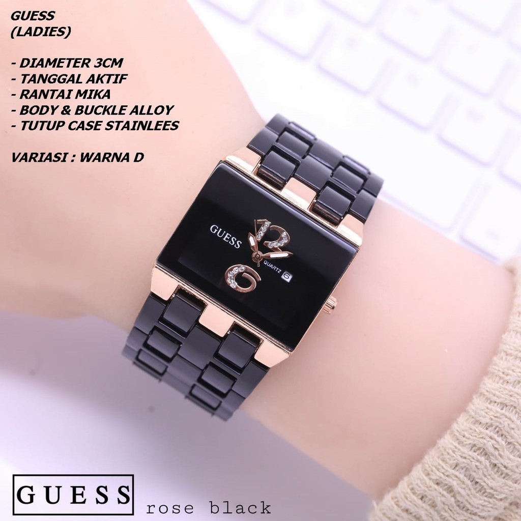 JAM TANGAN WANITA GUESS RANTAI MIKA BODY SEGI TANGGAL AKTIF