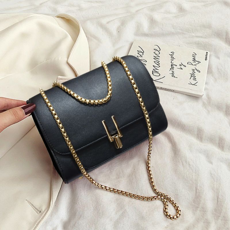 Tas Wanita Polos Tas Selempang Wanita Rantai Terbaru Tali Rantai Gold Nickel Sling Bag Cewek Remaja 