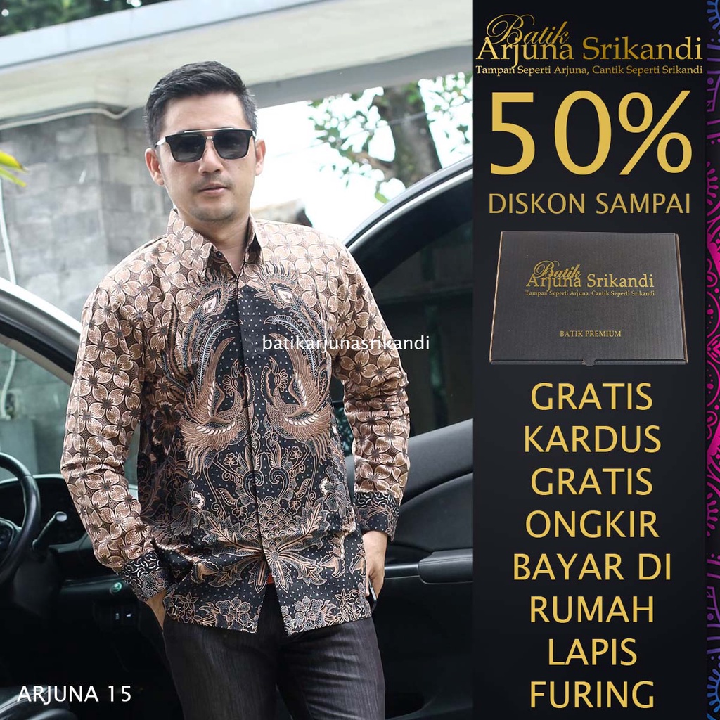 Kemaja Batik Pria Lengan Panjang Baju Hem Atasan Pria Batik Pria Lengan Panjang Slim Fit Kemeja Bati