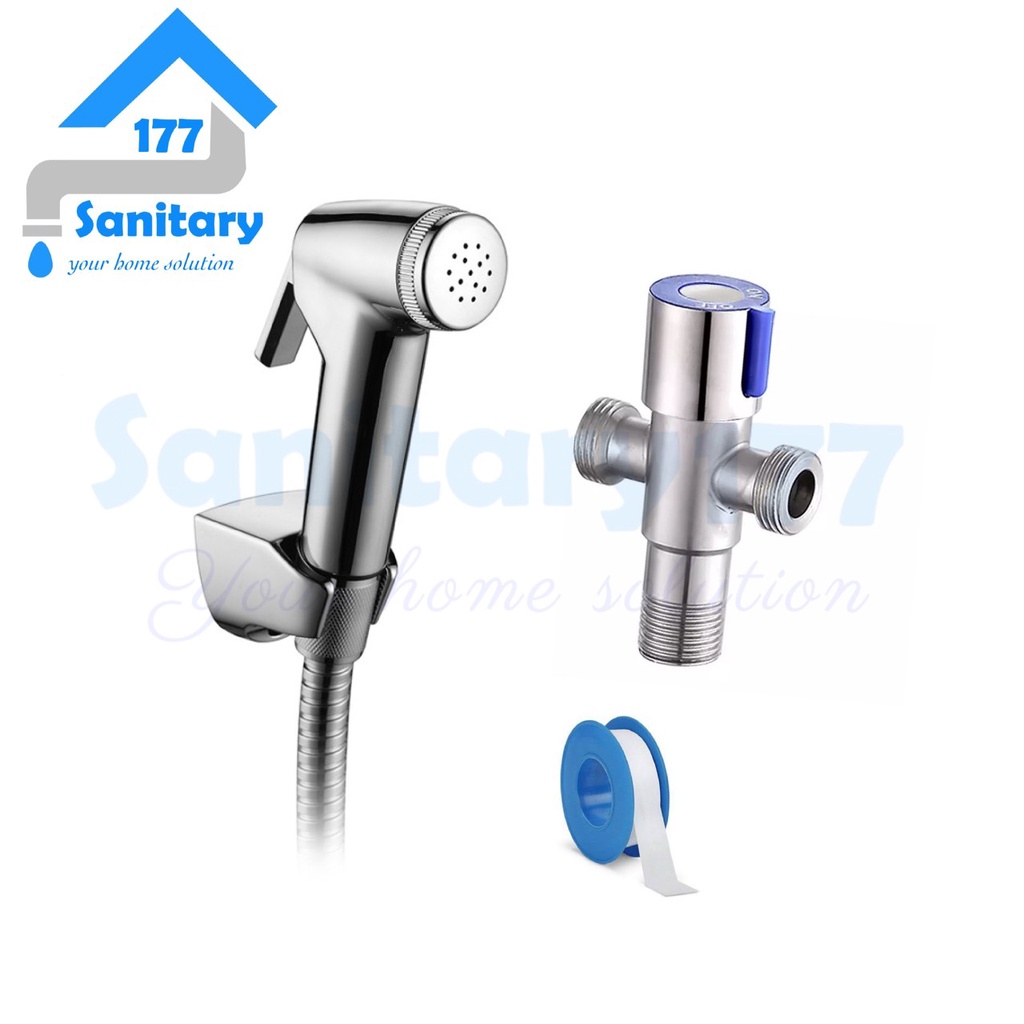 Termurah Paket bundling  shower Bidet CROM &amp; Stop kran klosed stainless 52st-Jet shower 2in1 cebok toilet complete set putih washer spray semprotan kloset closet