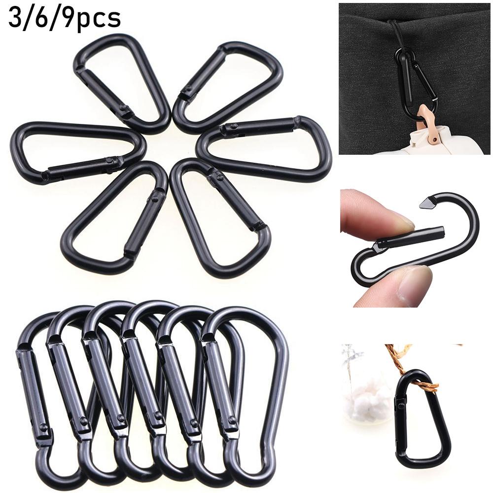 Top3 /6/9pcs D Carabiner Quickdraws Outdoor Climbing Camping Hiking Gantungan Kunci