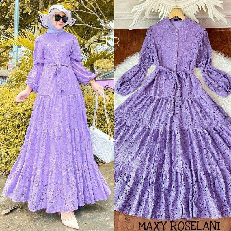 MAXI ROSELANI/DRESS MURAH/DRESS BRUKAT/GAMIS BRUKAT MURAH/GAMIS JUMBO/GROSIR TANAH ABANG/FREE ONGKIR