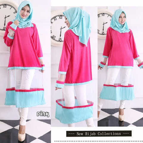 Baju dress Luna hijab FT tunik wanita spandek fanta murah