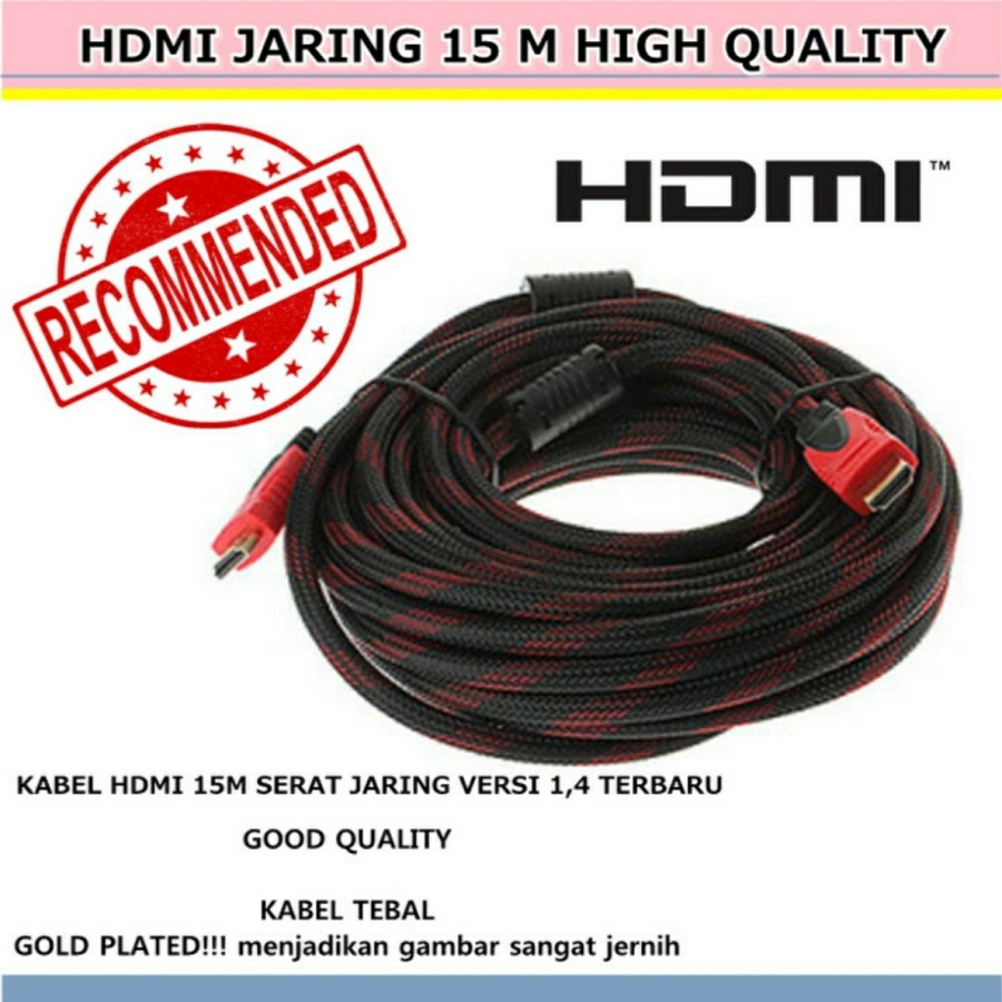Jual Kabel hdmi to hdmi 15 meter /kabel hdmi jaring 15m / kabel hdmi ...