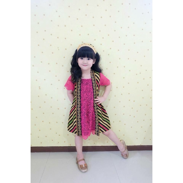 DRESS GAYATRI / DRESS KOMBINASI BATIK / DRESS BROKAT BATIK / DRESS CANTIK ANAK PEREMPUAN / DRESS DEW