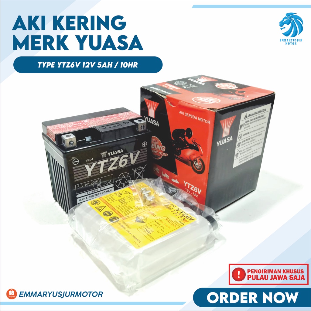 AKI YUASA YTZ6V 12V 5AH AKI KERING MOTOR PCX, VARIO 125/150 YUASA YTZ6V ORIGINAL YUASA
