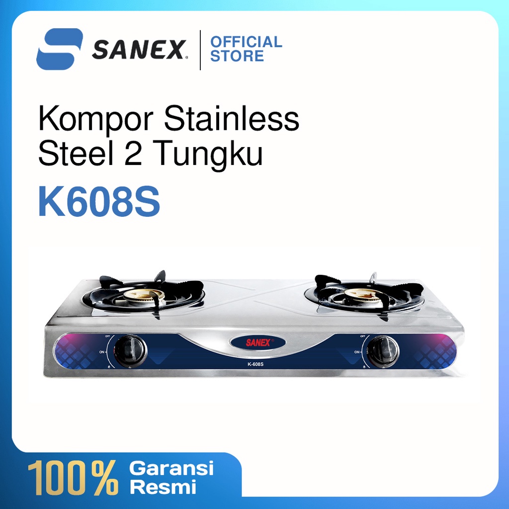 SANEX Kompor Gas Stainless Steel K-608S 2 Tungku