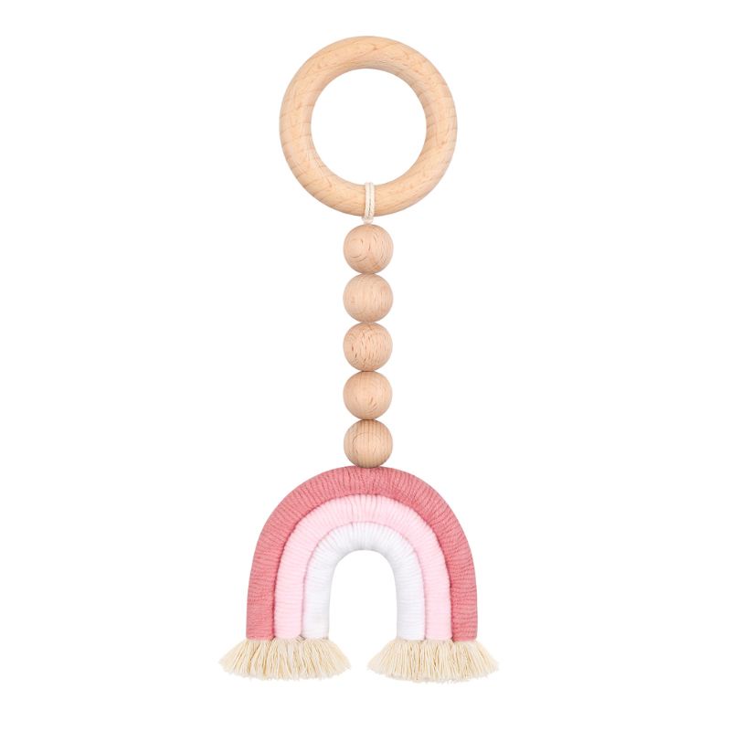 Mary Mainan Rattle Teether Kayu Alami Handmade Warna Pelangi Untuk Bayi