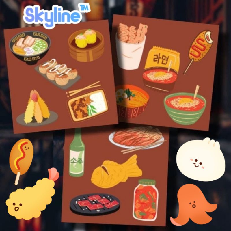 

Sticker Kiss Cut Scrap Book Journal Dengan Motif Asian Street Food Isi 5Pcs