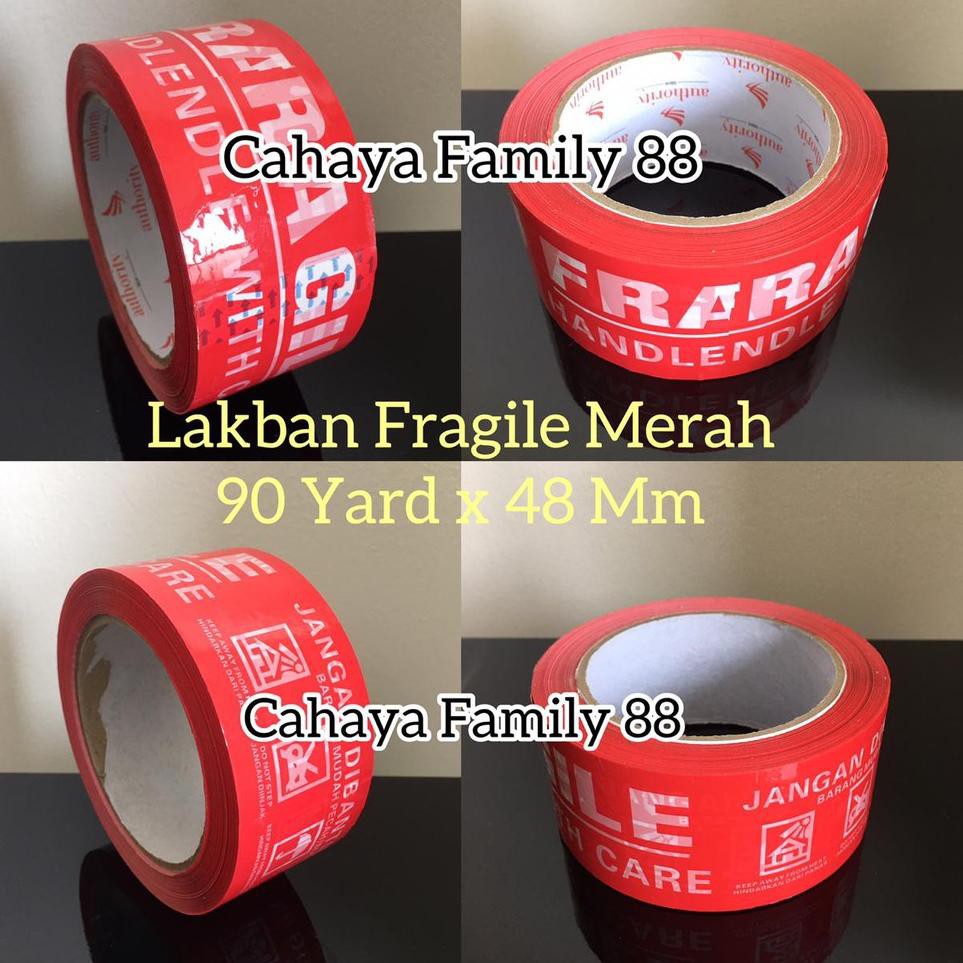 

REAL PICT ! BIG SALE Lakban Fragile Putih & Merah PROMO & TERMURAH Plakban ( 90 Yard X 48 Mm ) - Set