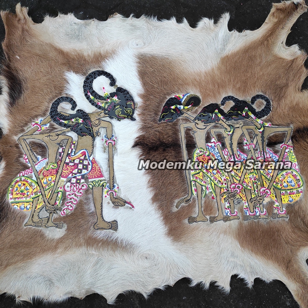 Lukisan Wayang Lembaran Pendawa Lima Kulit Kambing Full Body 77x55cm