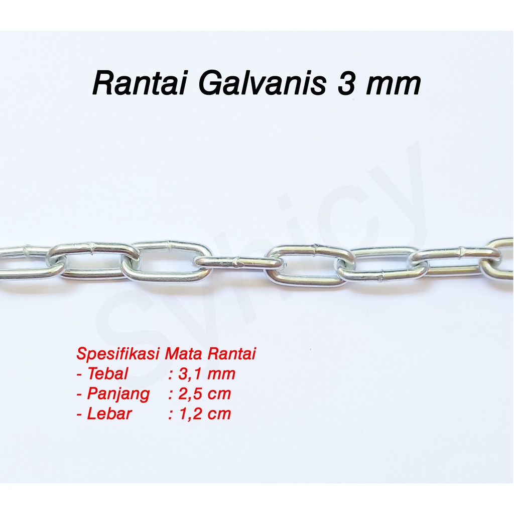 Rantai Besi 3 mm Galvanis Per Meter