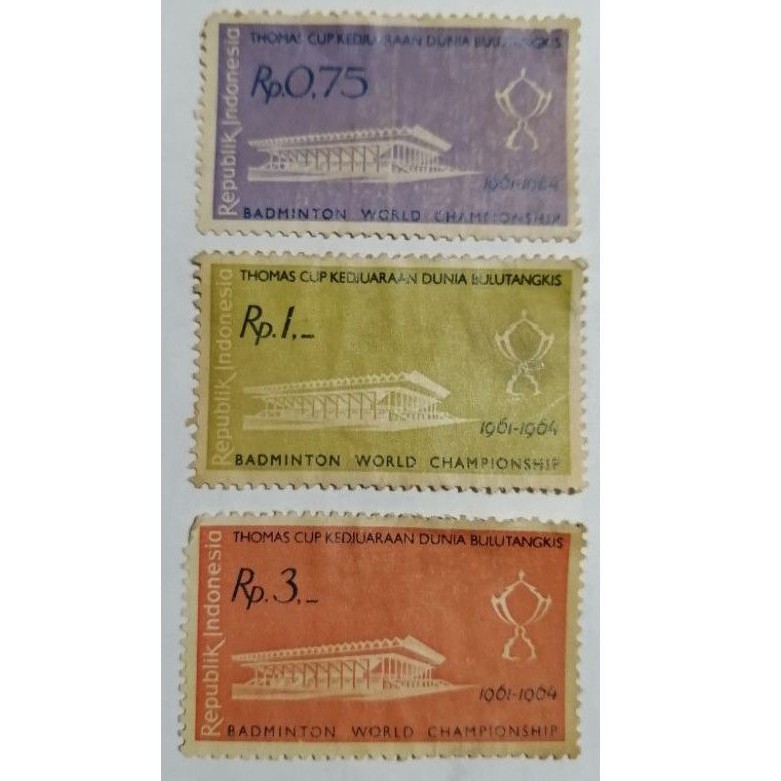 

Perangko kuno Indonesia Badminton World Championship tahun 1954 set 3 lembar