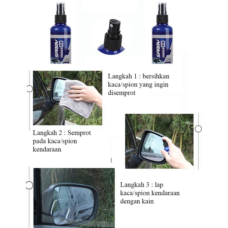 Anti Fog Spray Anti Embun &amp; Kabut Kaca Mobil/Spion/Helm Universal 100 ml Durable Glass Coating