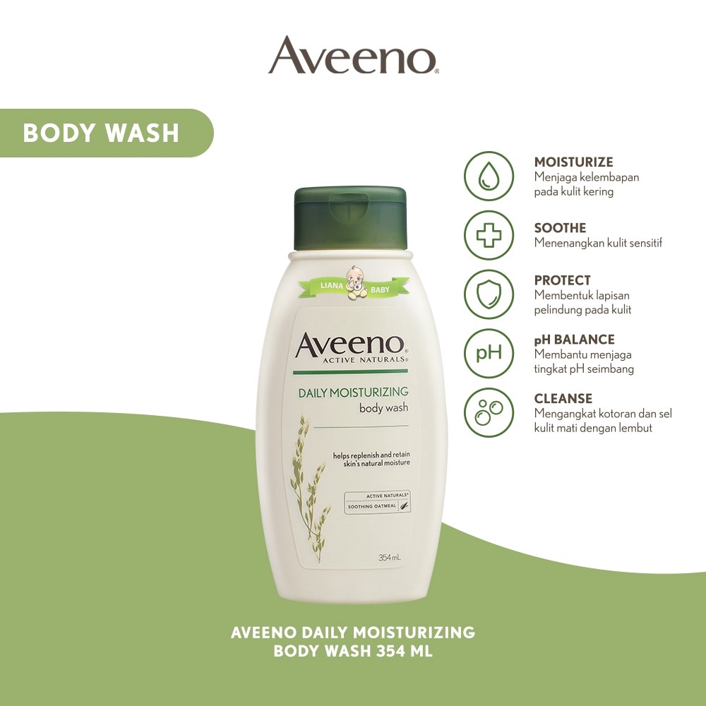 PERA464 SABUN MANDI AVEENO DAILY MOISTURIZING BODY WASH 354 ML tutup green exp bulan 1 2023