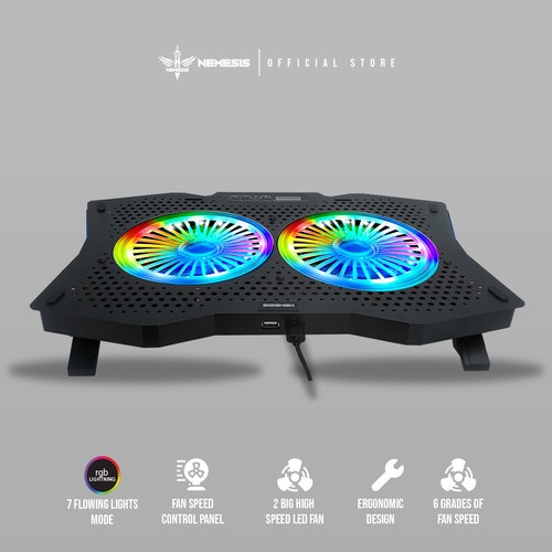 Cooling Pad NYK Nemesis X6 Thunderstorm RGB | 6 Fan Cooling Pad Laptop